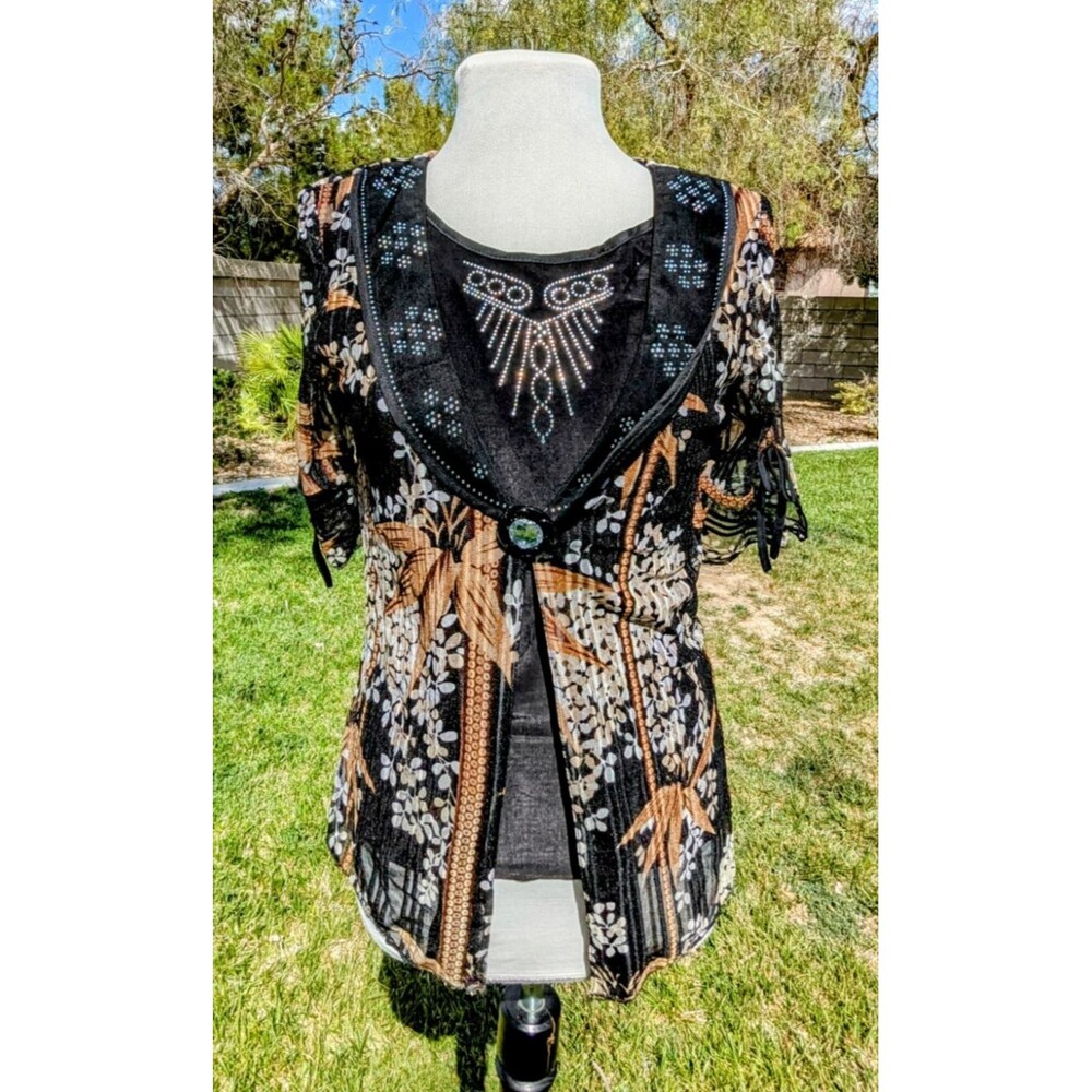 Design Works Petite Small Shimmer/Breezy Pullover Sequin Pattern Blouse Top NWT
